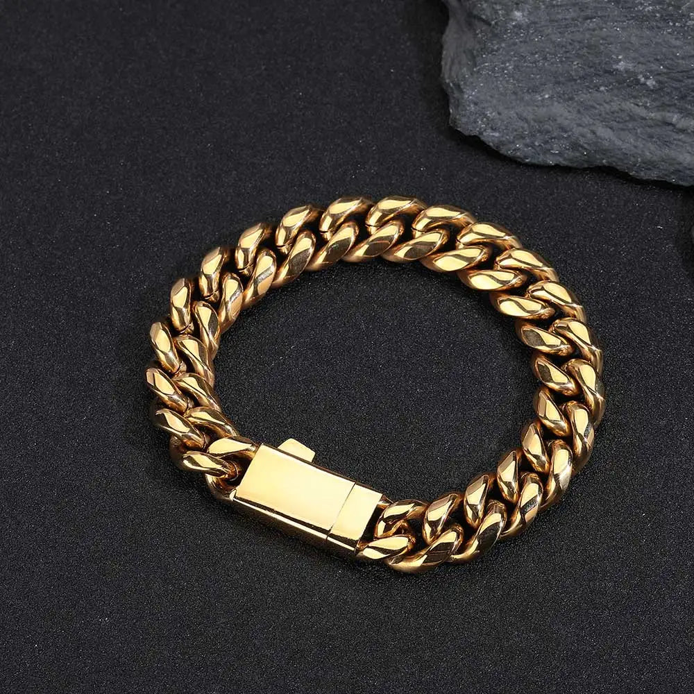 Men’s Hip Hop Cuban Link Chain Necklace, Stainless Steel, Free Laser Name