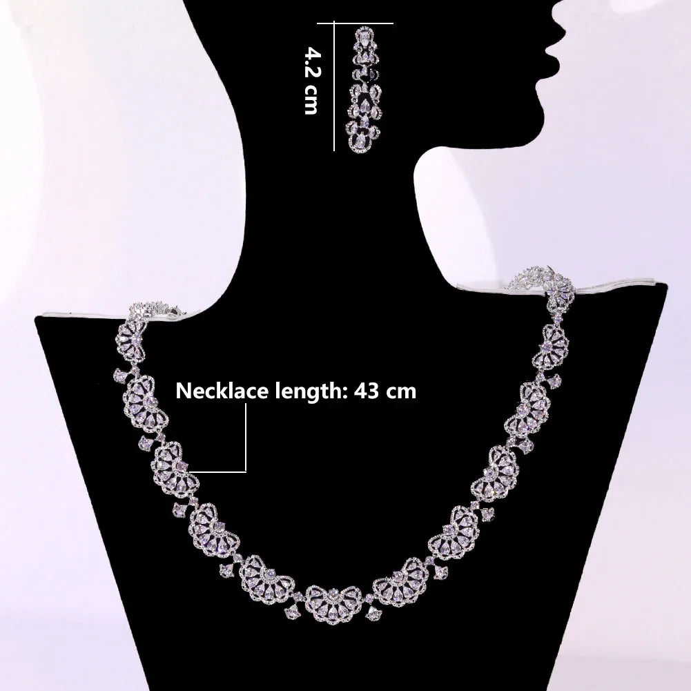 New Nigeria 2pcs Bridal Zirconia Jewelry Set Luxury Dubai Necklace Gift for Women
