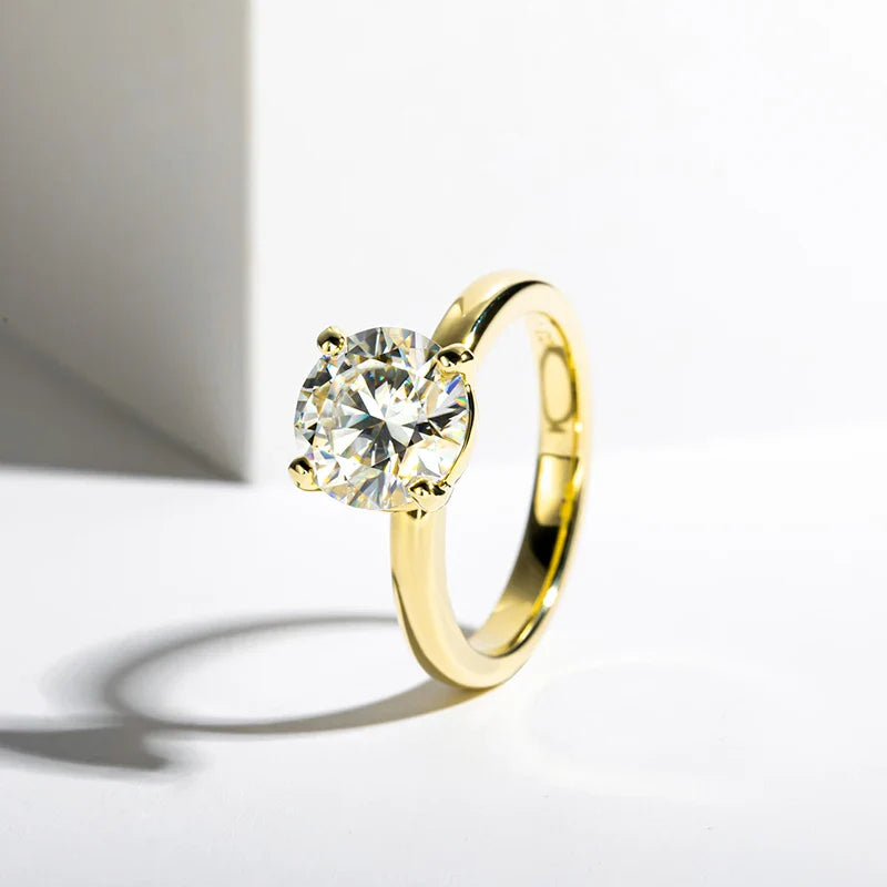 Luxury Moissanite Round Engagement and Wedding Ring in Sterling Silver