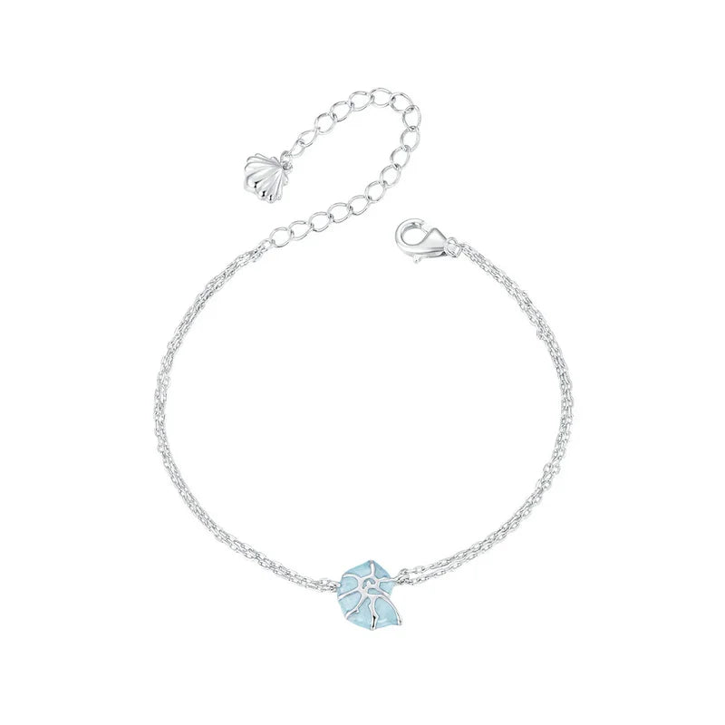 Sterling Silver Blue Seashell Bracelet – Women’s Jewelry Gift