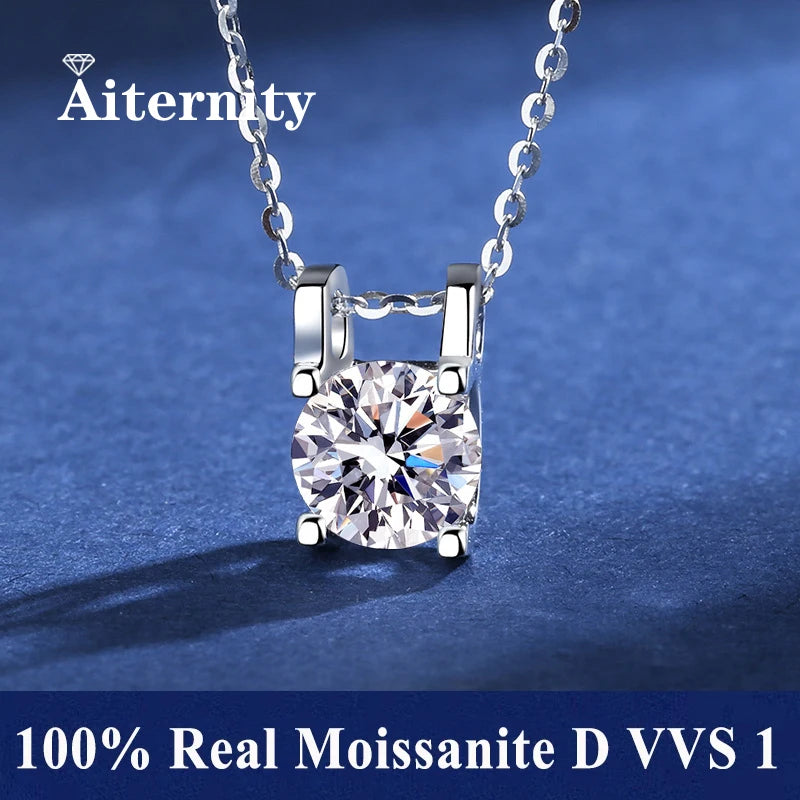 1ct Moissanite Square Necklace – 925 Silver, Trendy & Elegant