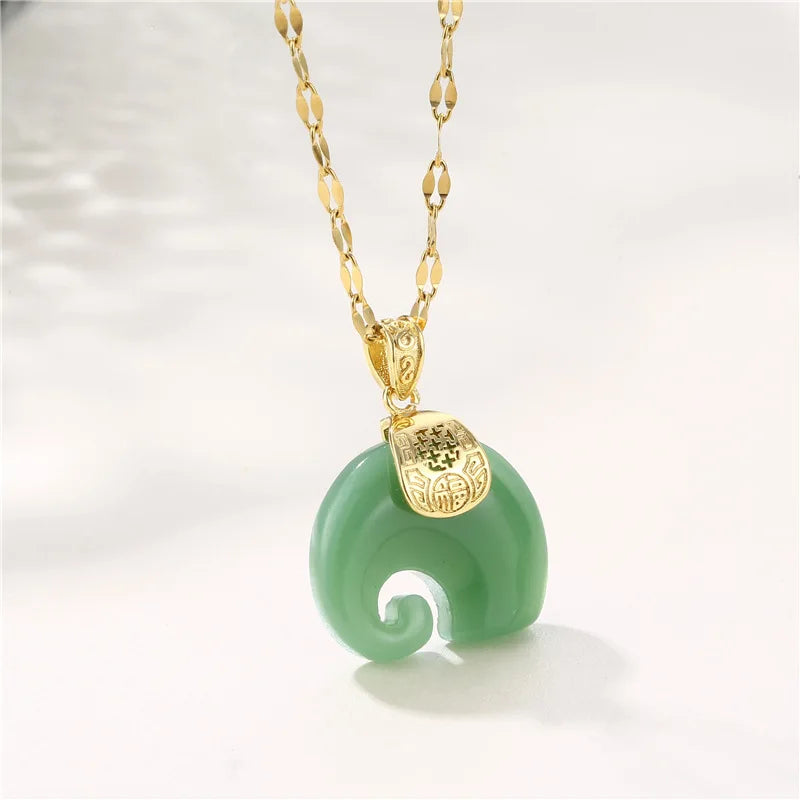 Trendy Green Zircon Pendant Necklace for Women