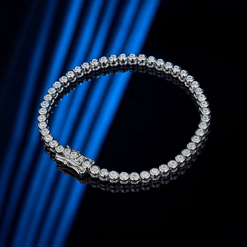 Moissanite Tennis Bracelet White Gold Plated Sterling Silver