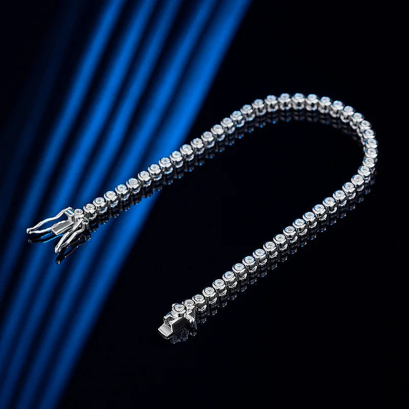 Moissanite Tennis Bracelet White Gold Plated Sterling Silver