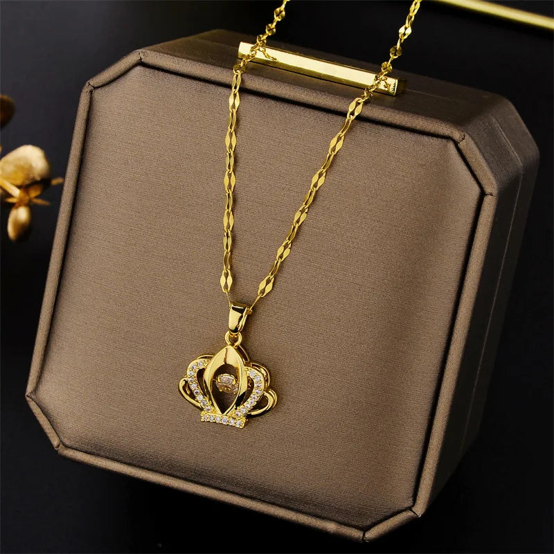 Pendant Stainless Steel Necklace – Korean Fashion for Women