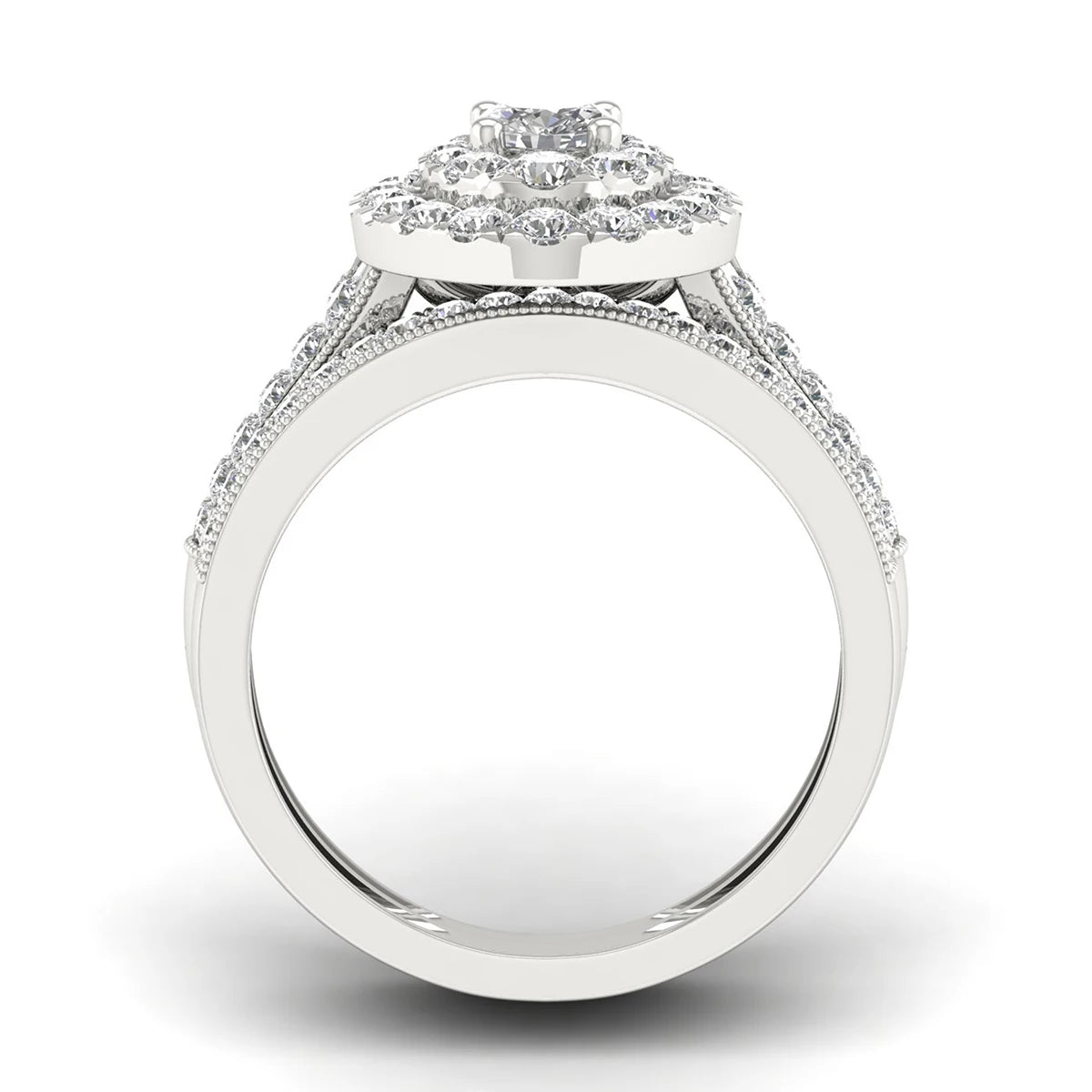 Luxury Moissanite Engagement and Wedding Ring Set in Sterling Silver