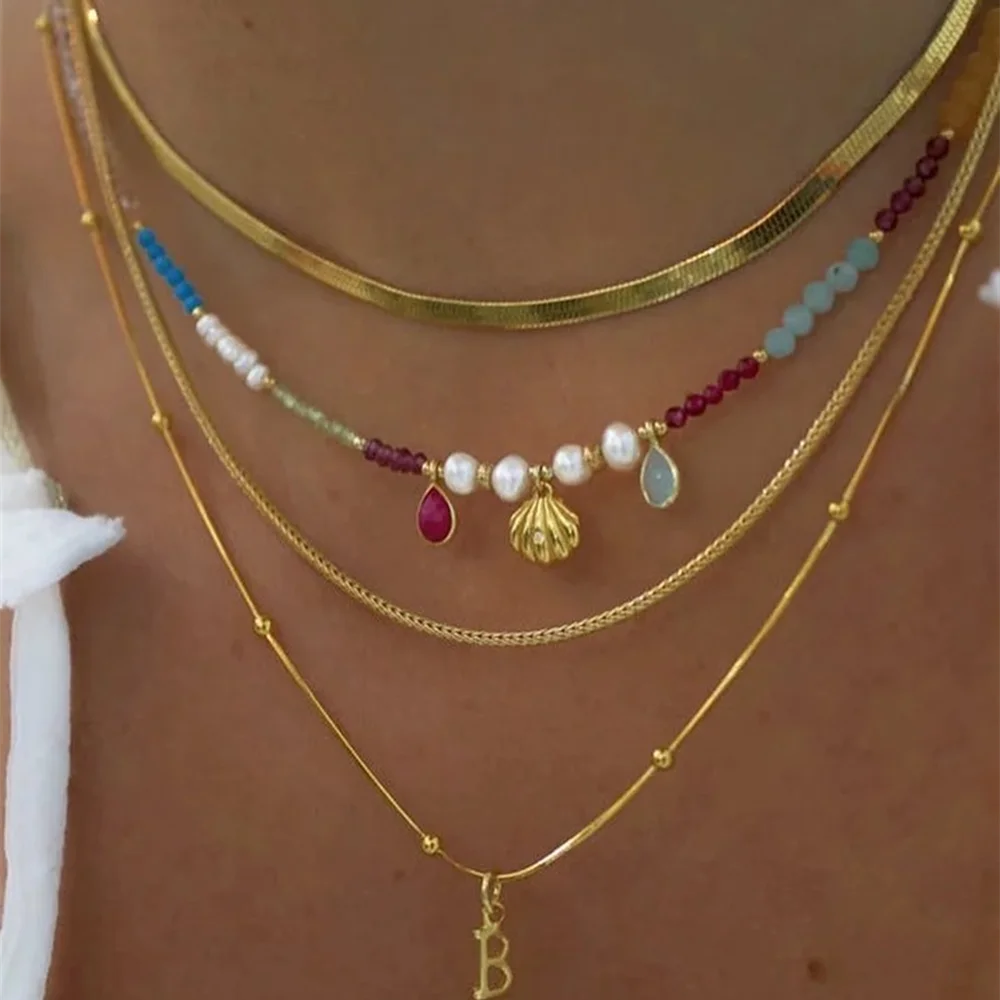 Bohemian Multilayer Crystal Drop Necklace for Women