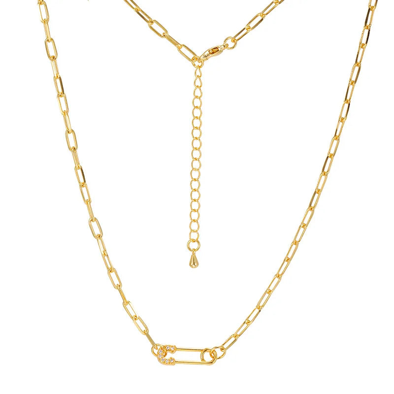 Lightning Paperclip CZ Pave Choker Necklace for Women