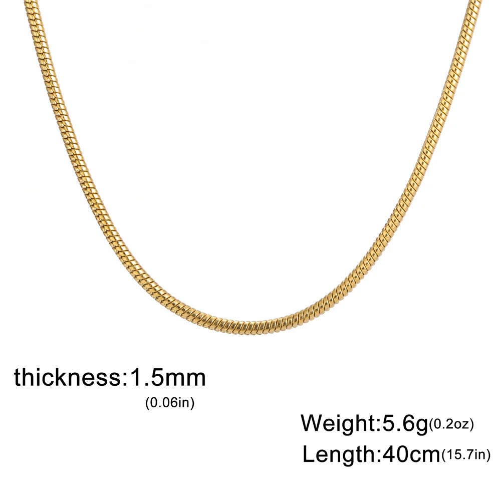 Unisex Stainless Steel Round Snake Chain Necklace – Fashion Jewelry