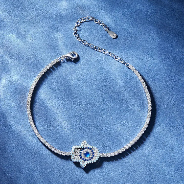 Sterling Silver Hand of Fatima Bracelet – Flexible Buckle Jewelry Gift
