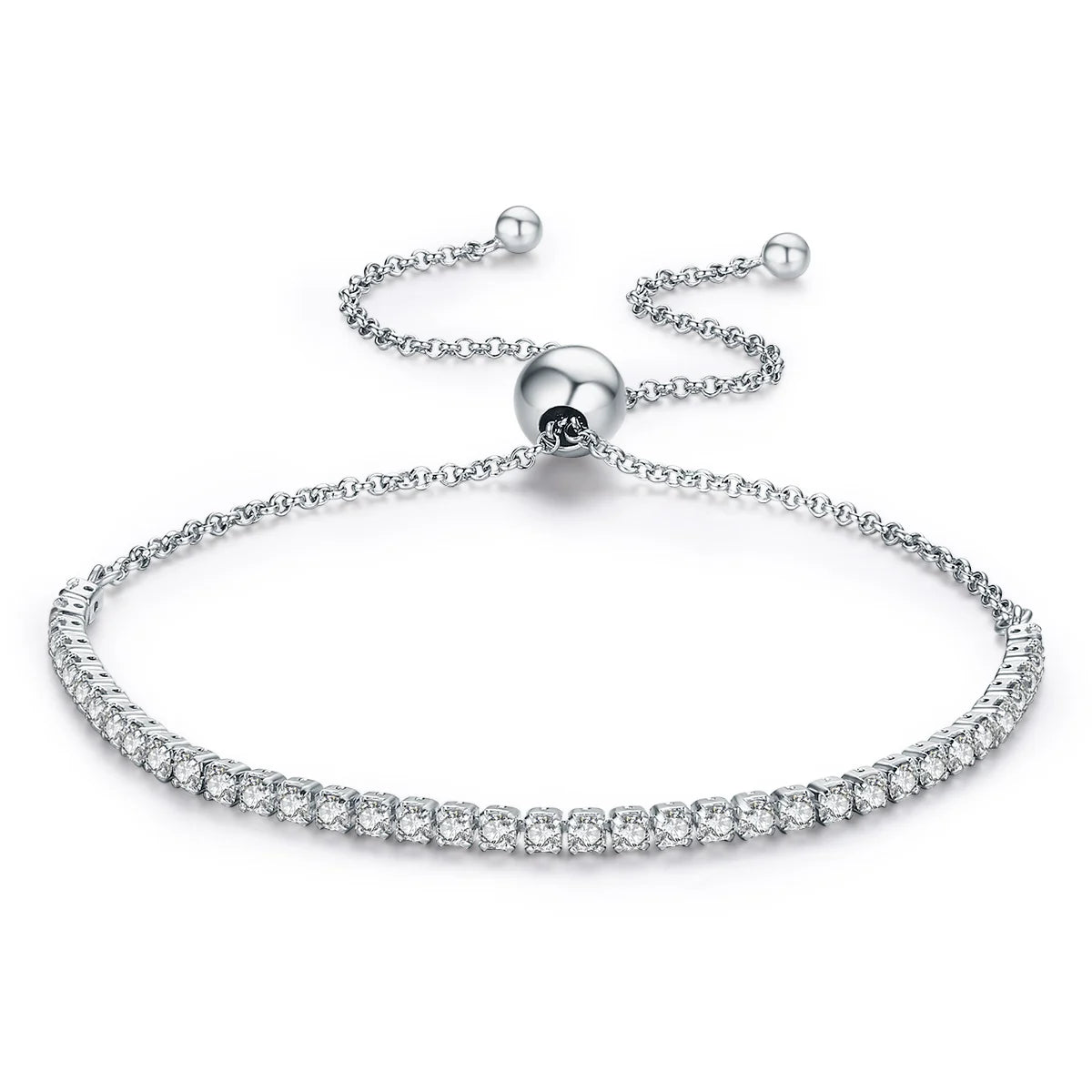 Gold Plated CZ Tennis Bracelet for Women, Adjustable 925 Silver Jewelry