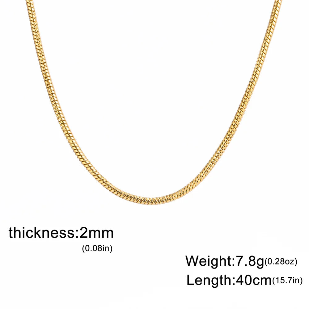 Unisex Stainless Steel Round Snake Chain Necklace – Fashion Jewelry