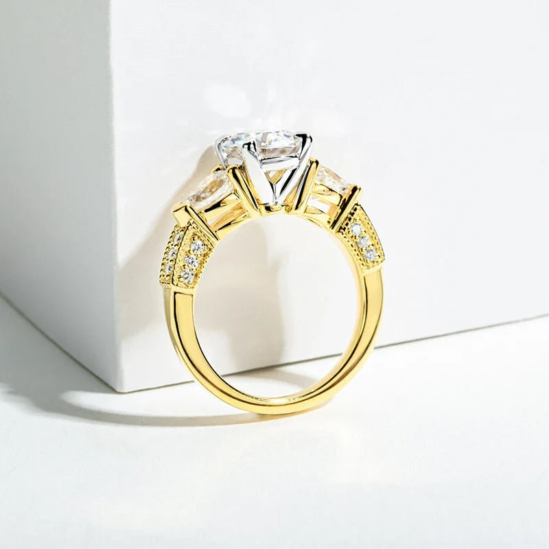Luxury Moissanite Engagement and Wedding Ring in Sterling Silver