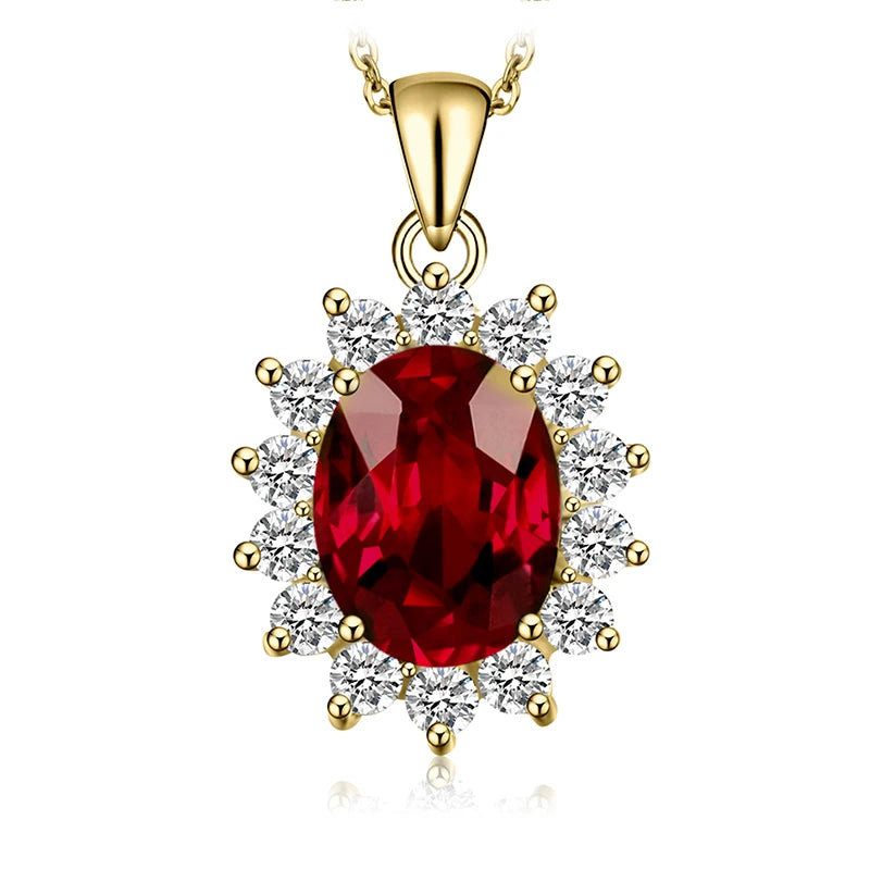 Diana Blue Sapphire Ruby Emerald Pendant – Sterling Silver (No Chain)
