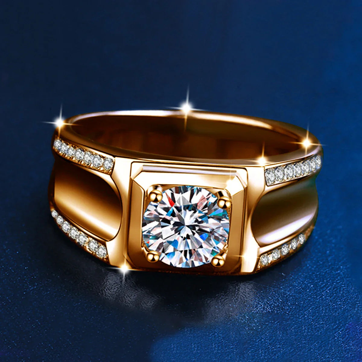 Luxury Moissanite Engagement Ring & Men’s Wedding Band