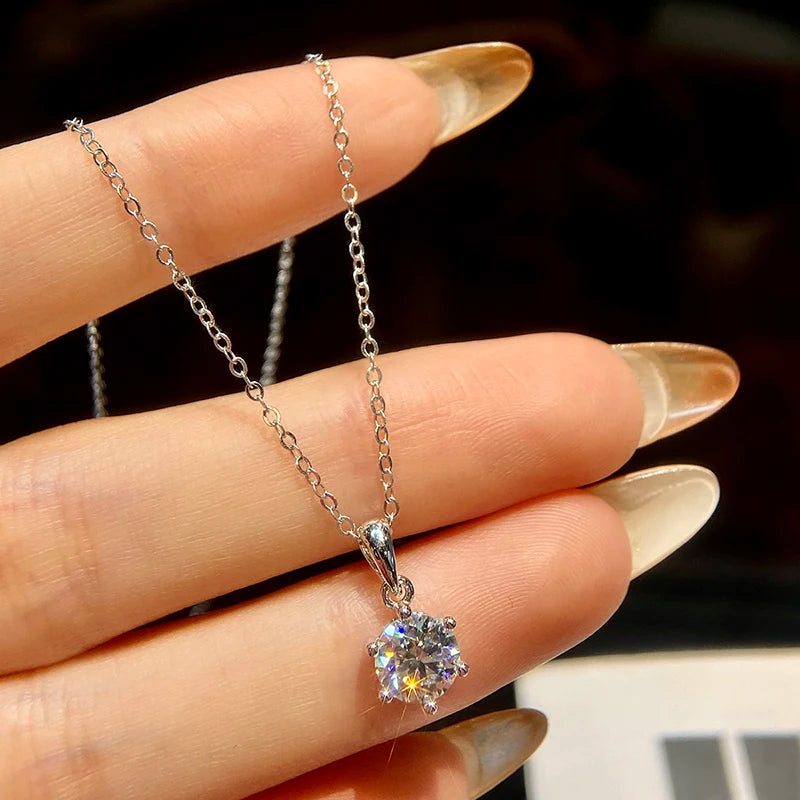 Moissanite Diamond Necklace – Sterling Silver for Women