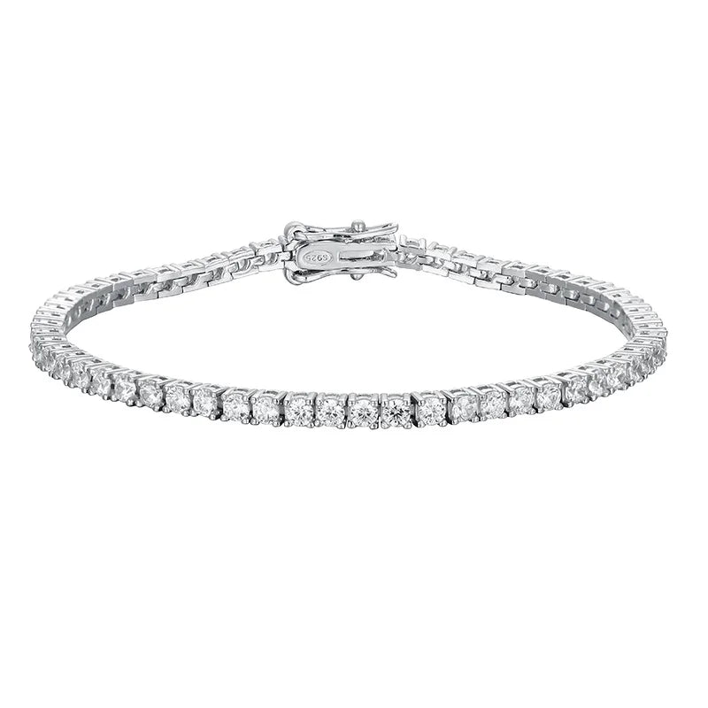 Moissanite Tennis Bracelet in White Gold Plated Sterling Silver