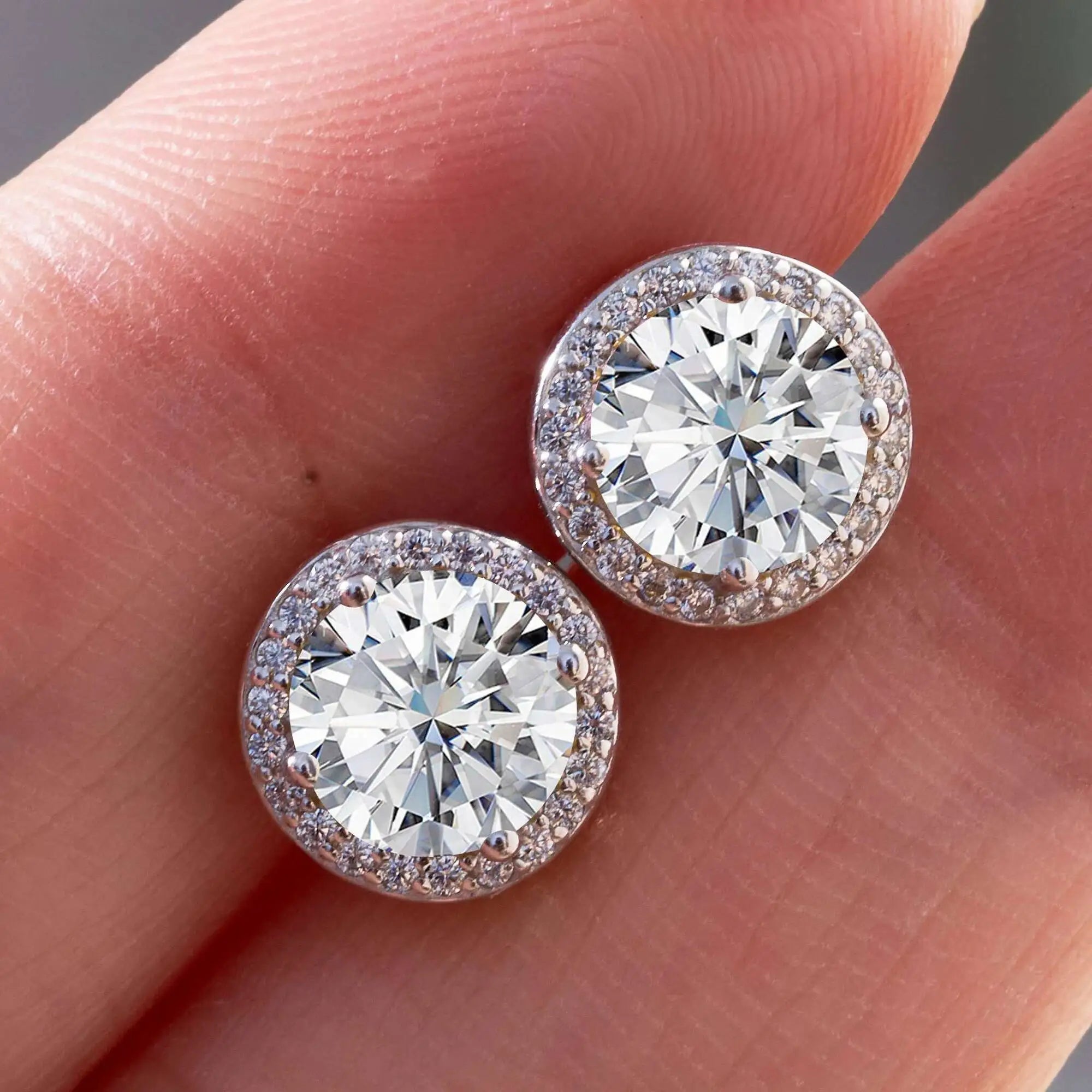 Luxury Sterling Silver Moissanite Round Earrings – Daily Wear Bridal Gift