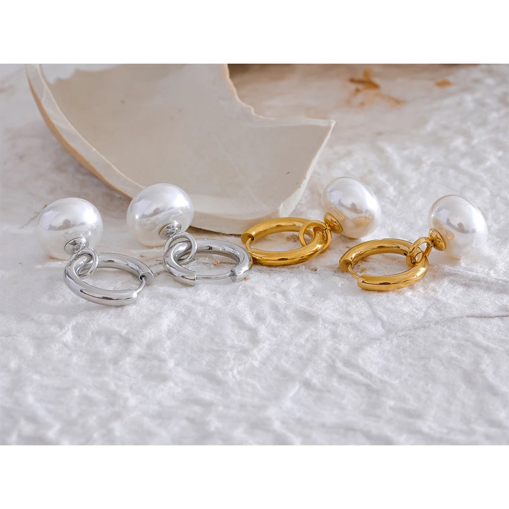 Gold Hoop Earrings with Pearls – Korean Fashion Jewelry