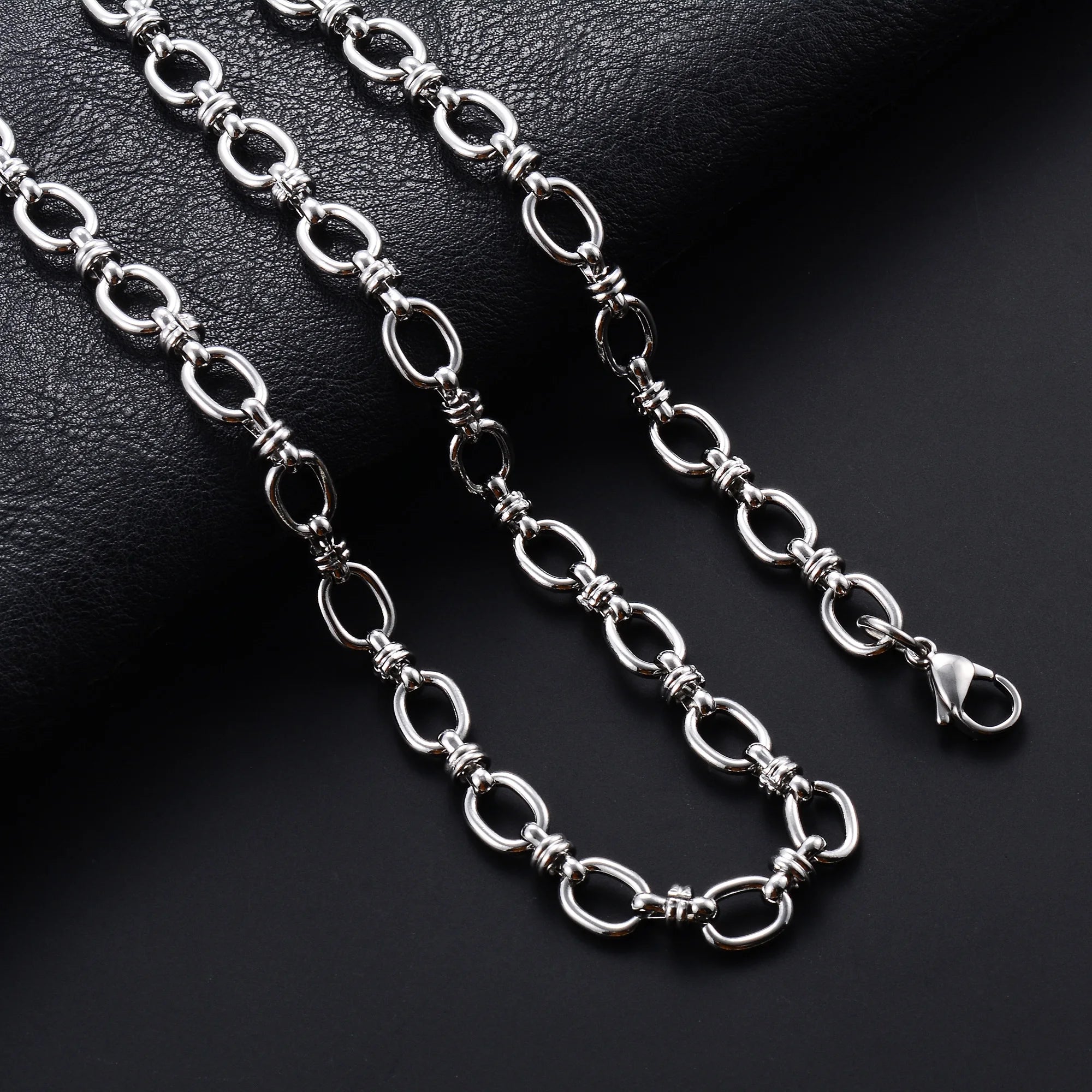Stainless Steel Oval Chain Necklace – Punk Hip Hop Chunky Gold Choker