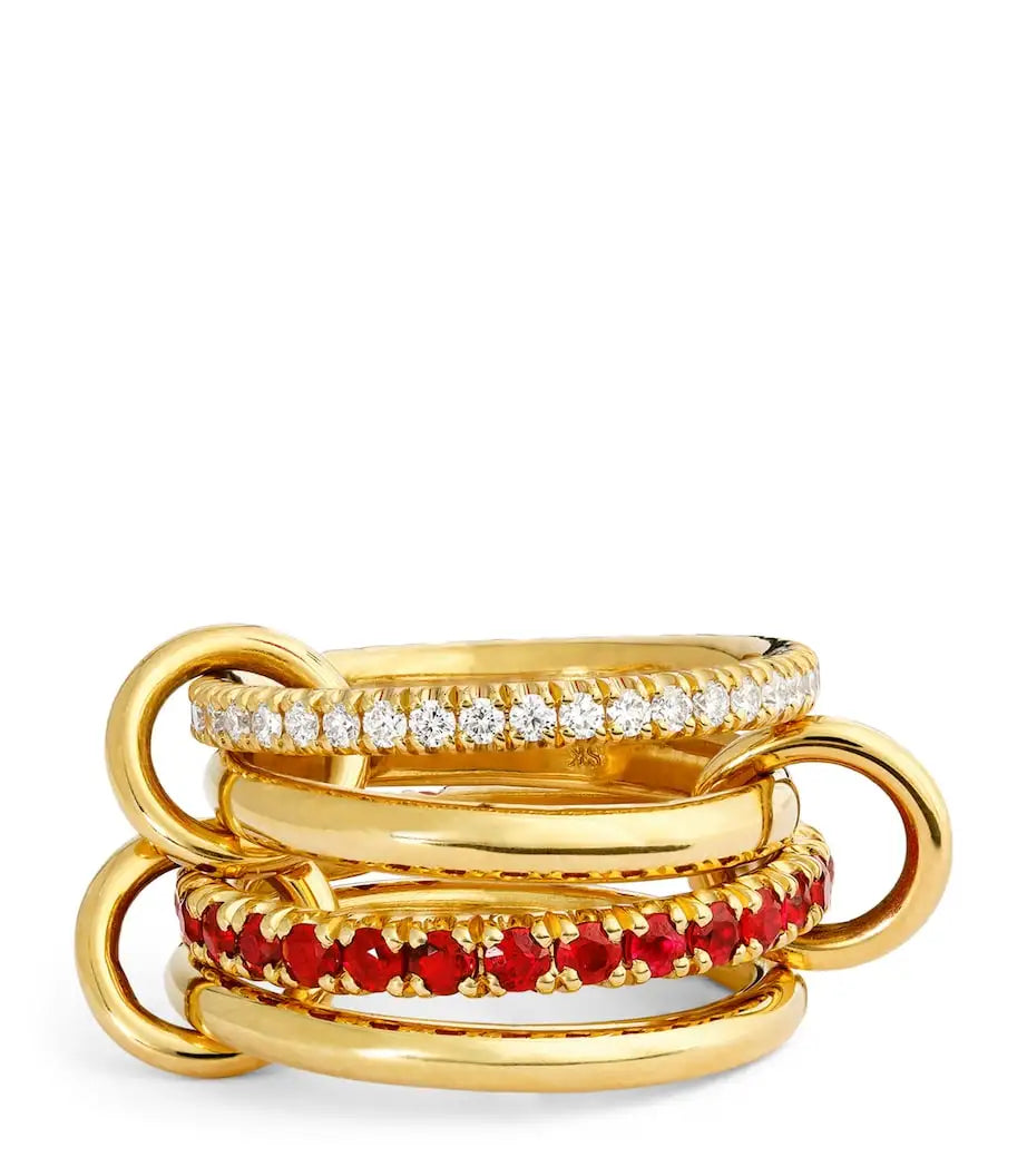 Luxury Gold Plated Cubic Zirconia Stackable Rings Set for Women