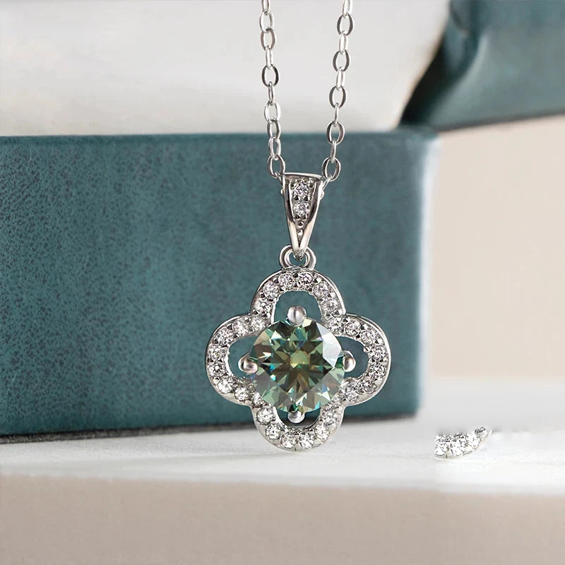 1 Carat Moissanite Pendant Necklace – D Color, 925 Silver