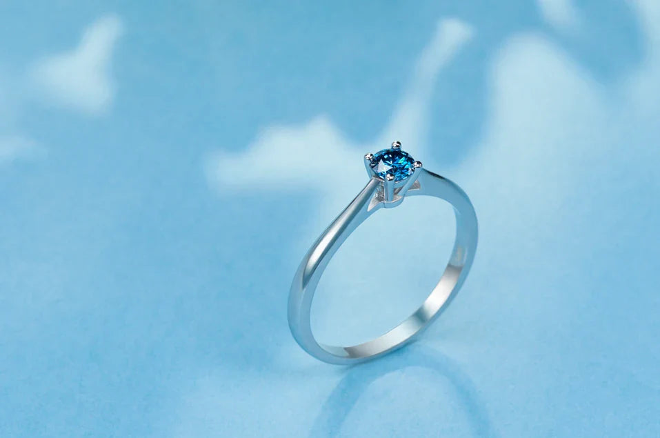 Luxury Moissanite Solitaire Engagement Ring in Sterling Silver