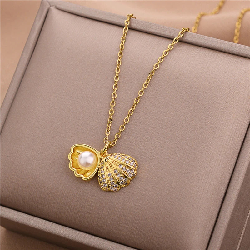 Pendant Stainless Steel Necklace – Korean Fashion for Women
