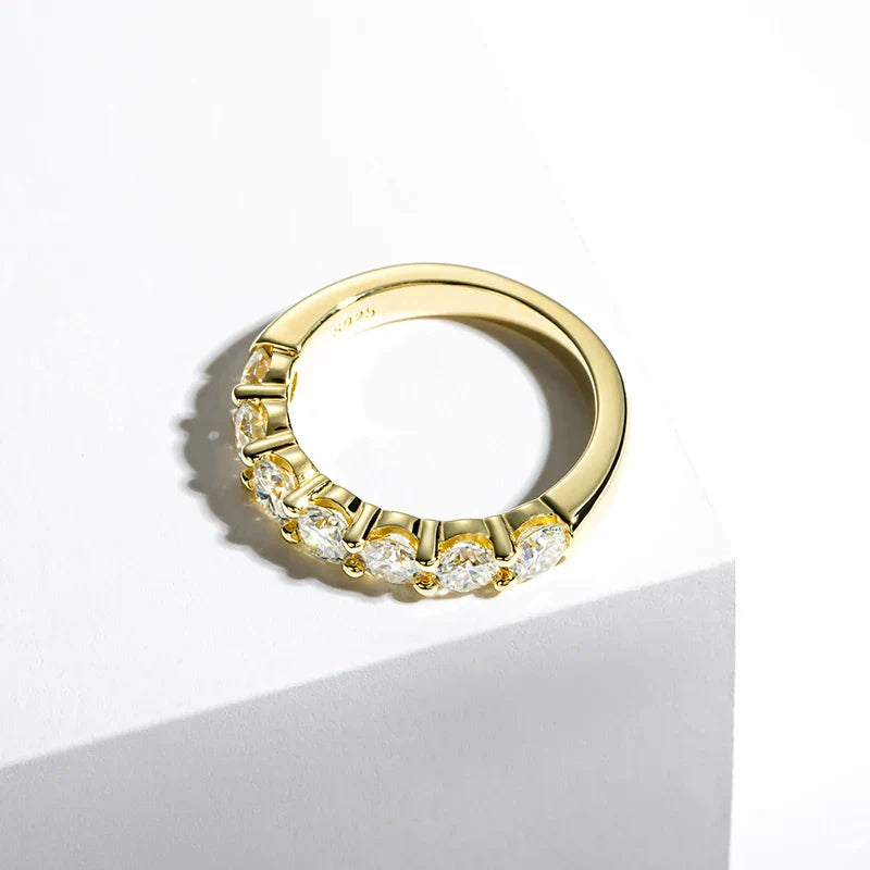 Luxury Moissanite Engagement and Wedding Ring in Sterling Silver with Gold Finish