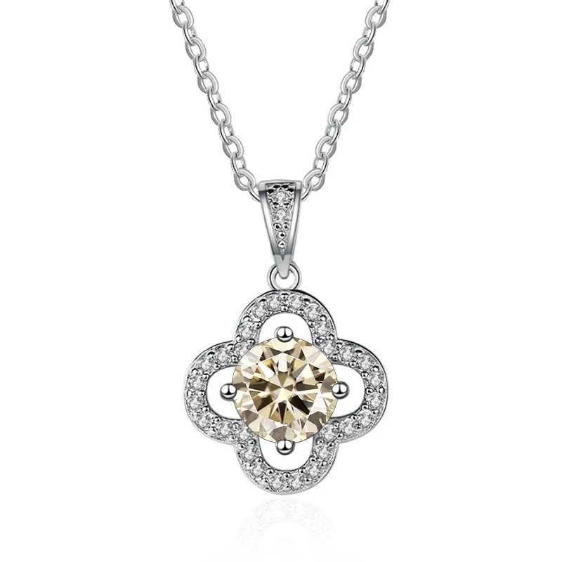 1 Carat Moissanite Pendant Necklace – D Color, 925 Silver