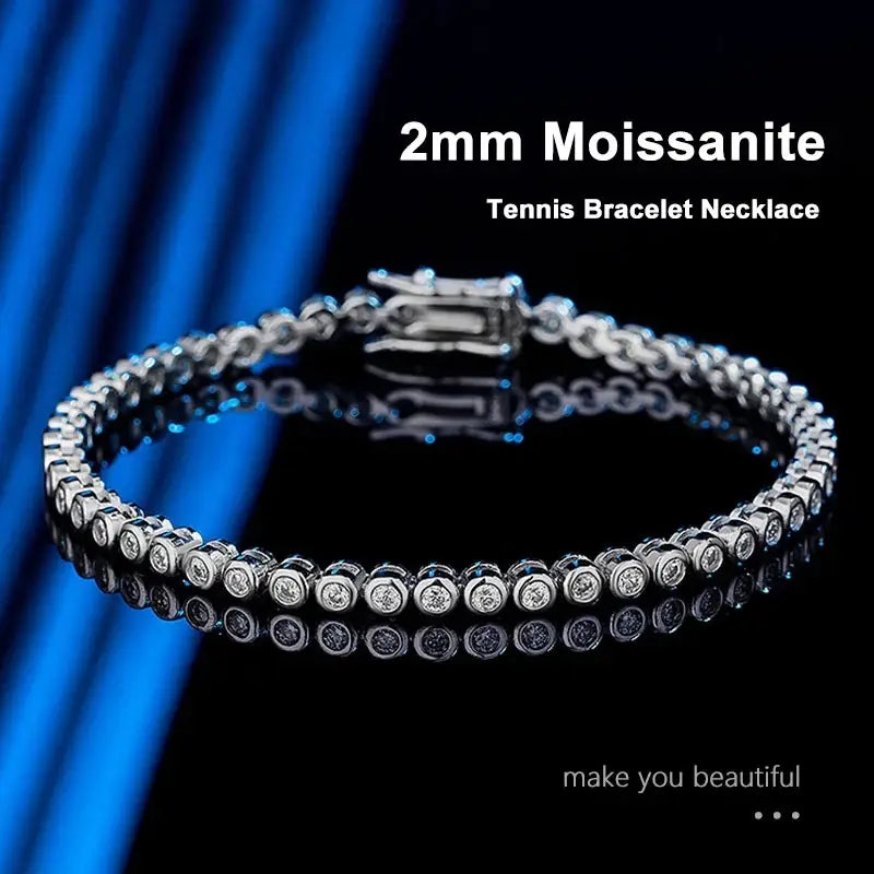 Moissanite Tennis Bracelet White Gold Plated Sterling Silver