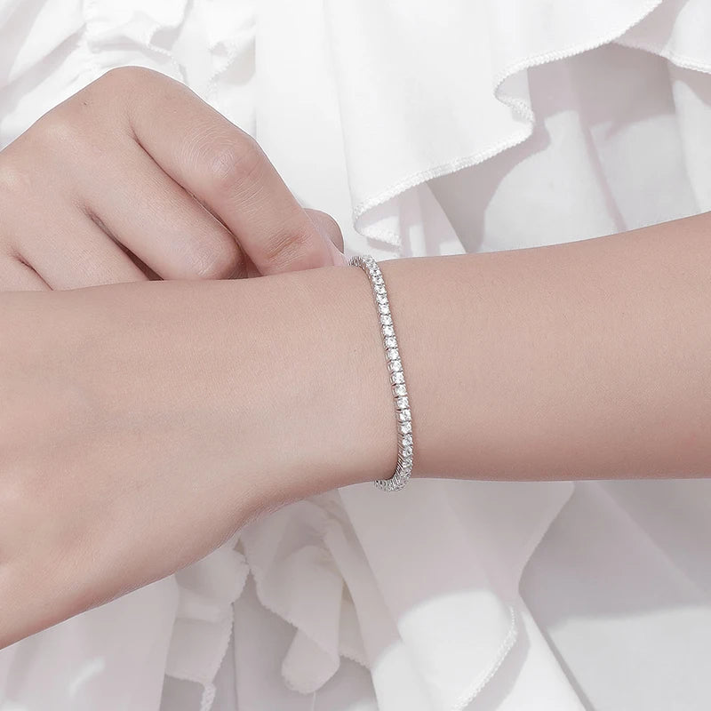 Moissanite Tennis Bracelet in White Gold Plated Sterling Silver