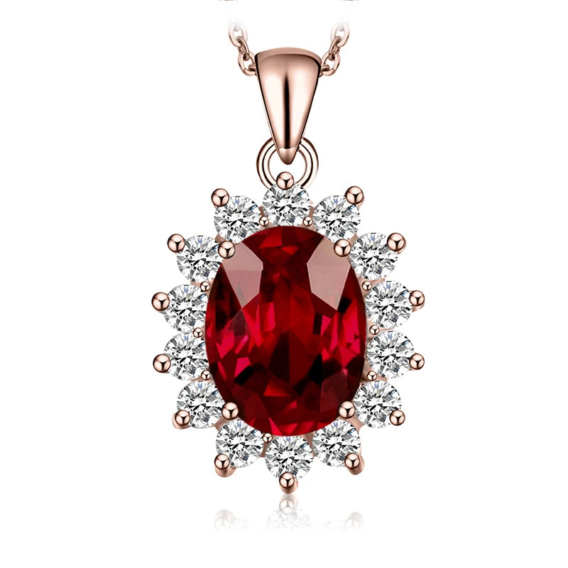 Diana Blue Sapphire Ruby Emerald Pendant – Sterling Silver (No Chain)