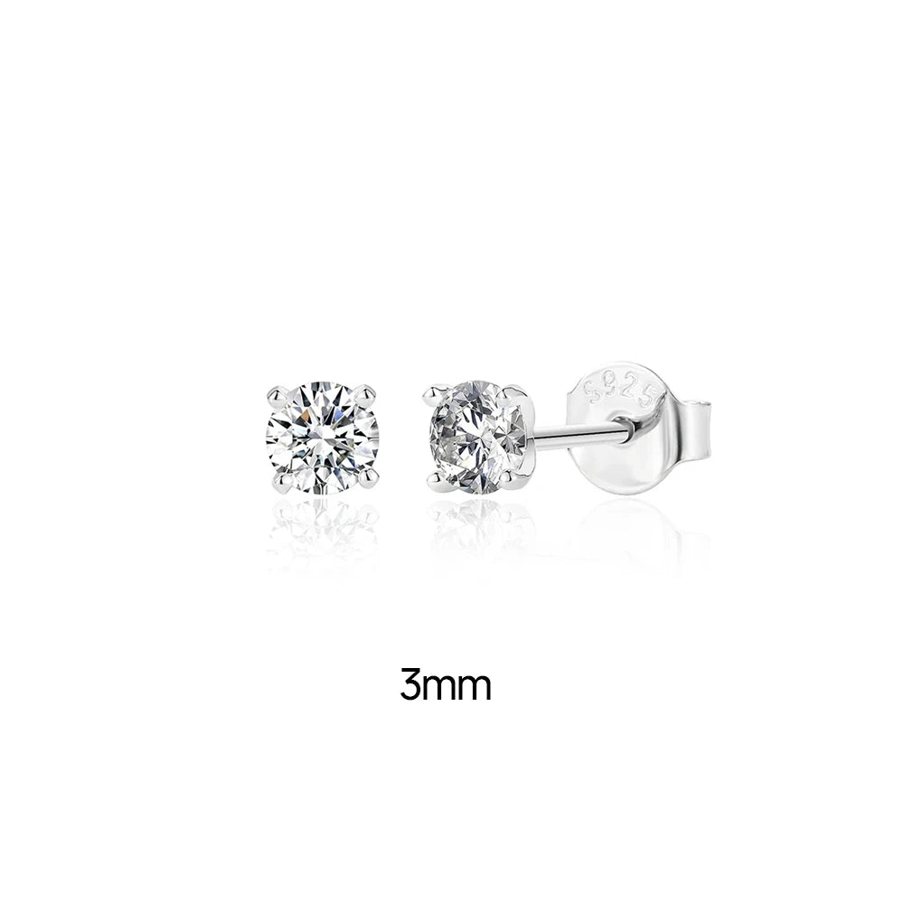 Luxury Moissanite Piercing Earrings in 925 Sterling Silver – Classic Sparkling Studs