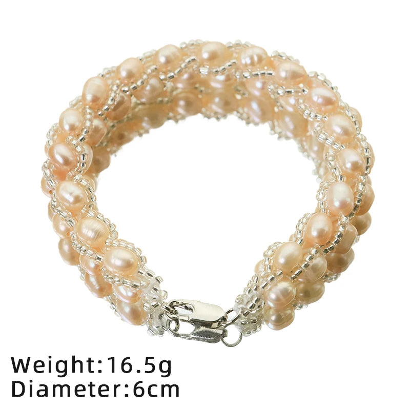 Elegant Triple Strand Pink Freshwater Pearl Bracelet
