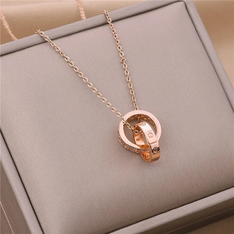 Pendant Stainless Steel Necklace – Korean Fashion for Women