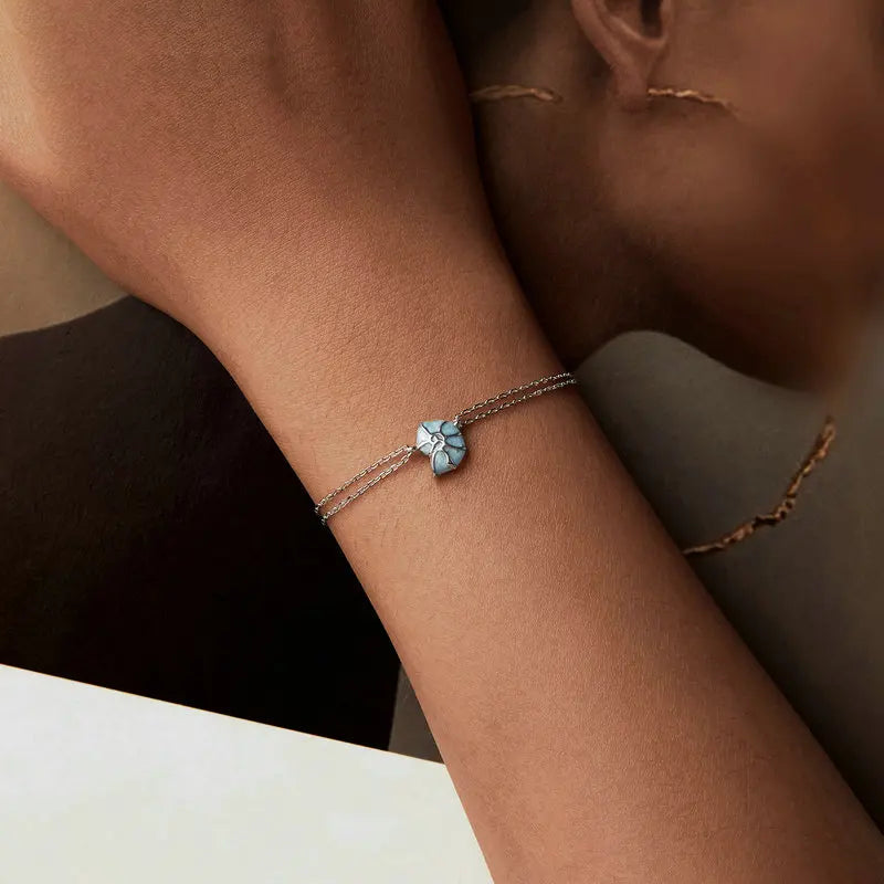 Sterling Silver Blue Seashell Bracelet – Women’s Jewelry Gift