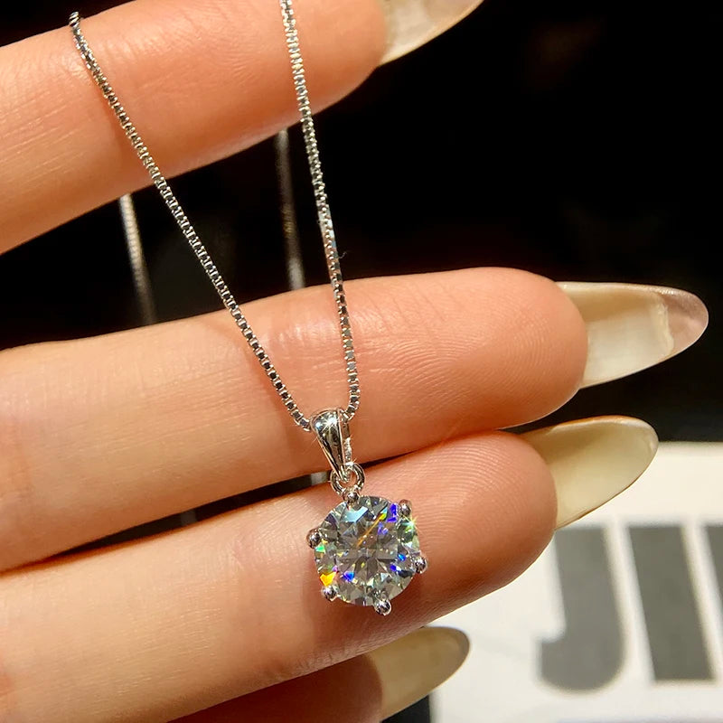 Moissanite Diamond Necklace – Sterling Silver for Women
