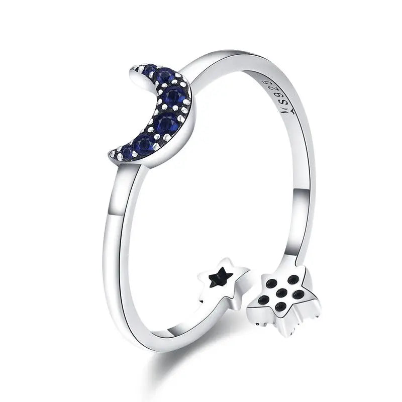 Women’s Adjustable Sterling Silver Zircon Stackable Engagement Ring