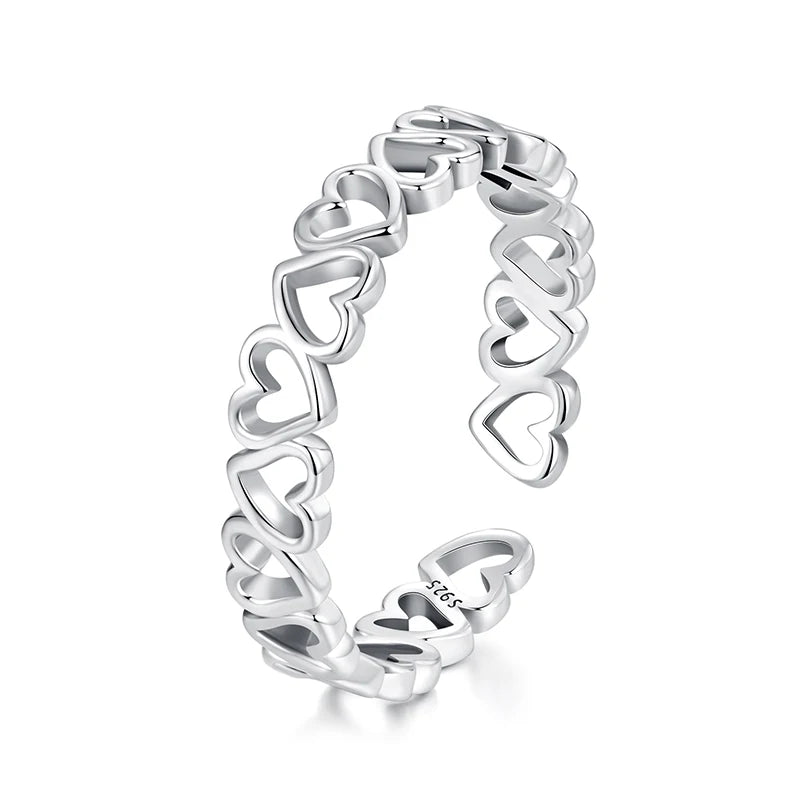 Women’s Adjustable Sterling Silver Zircon Stackable Engagement Ring