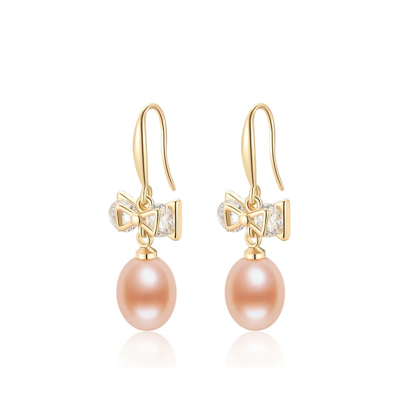 Butterfly Bow Pearl Dangle Earrings for Women Luxury Jewelry Gift