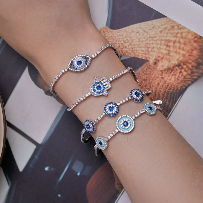 Sterling Silver Hand of Fatima Bracelet – Flexible Buckle Jewelry Gift