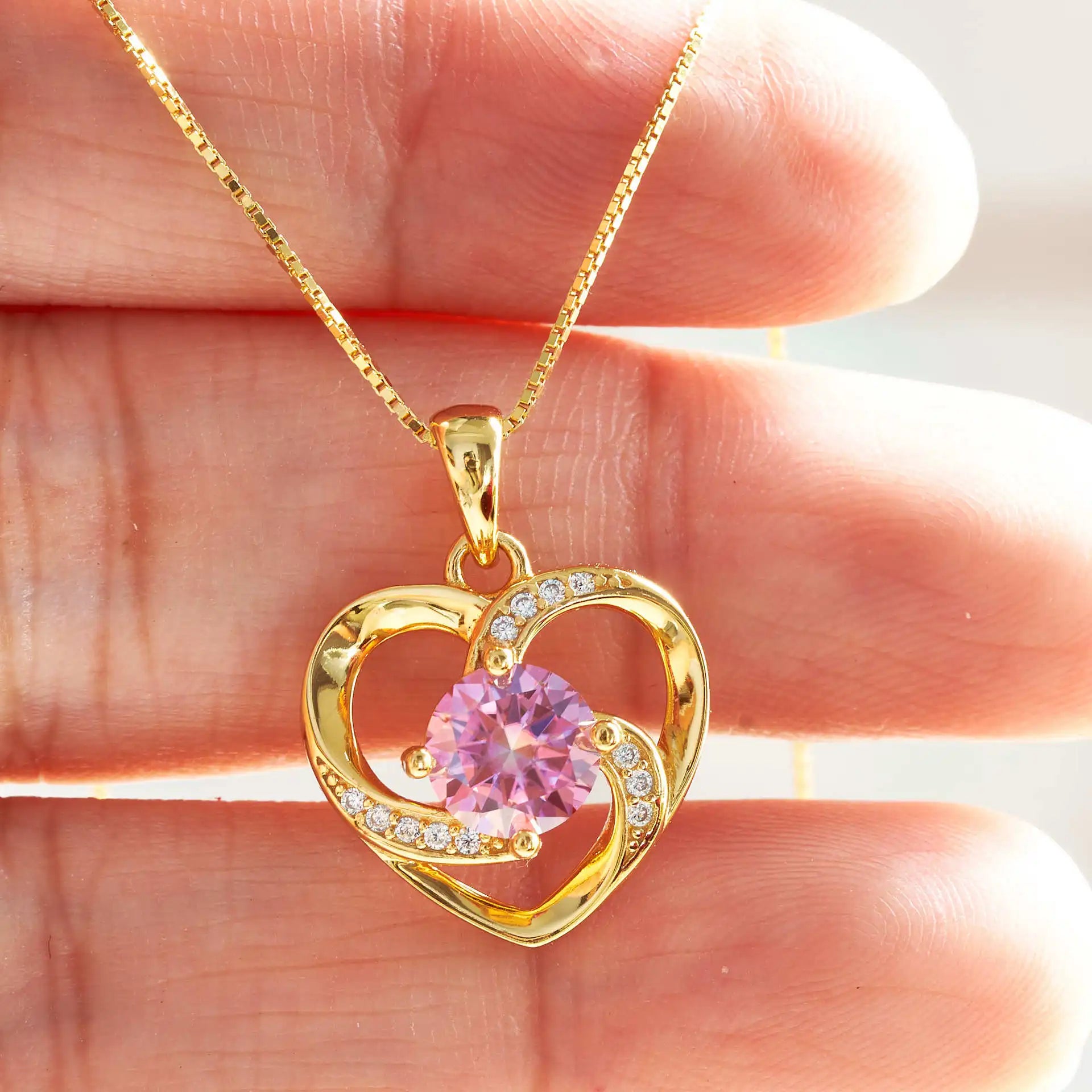 1CT Moissanite Heart Pendant Necklace – 925 Silver, Gold Plated