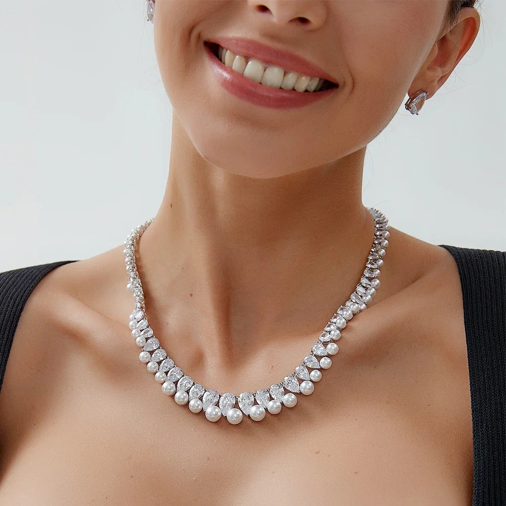 Pearl Choker Necklace Set for Women Bridal Wedding Jewelry Bridesmaid Gift