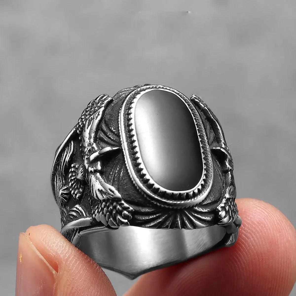 Soar Gemstone Eagle Ring – Punk Stainless Steel Jewelry