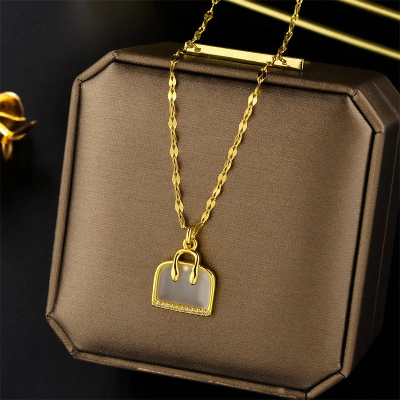 Luxury Zircon Crystal Pendant Necklace – Korean Fashion for Women