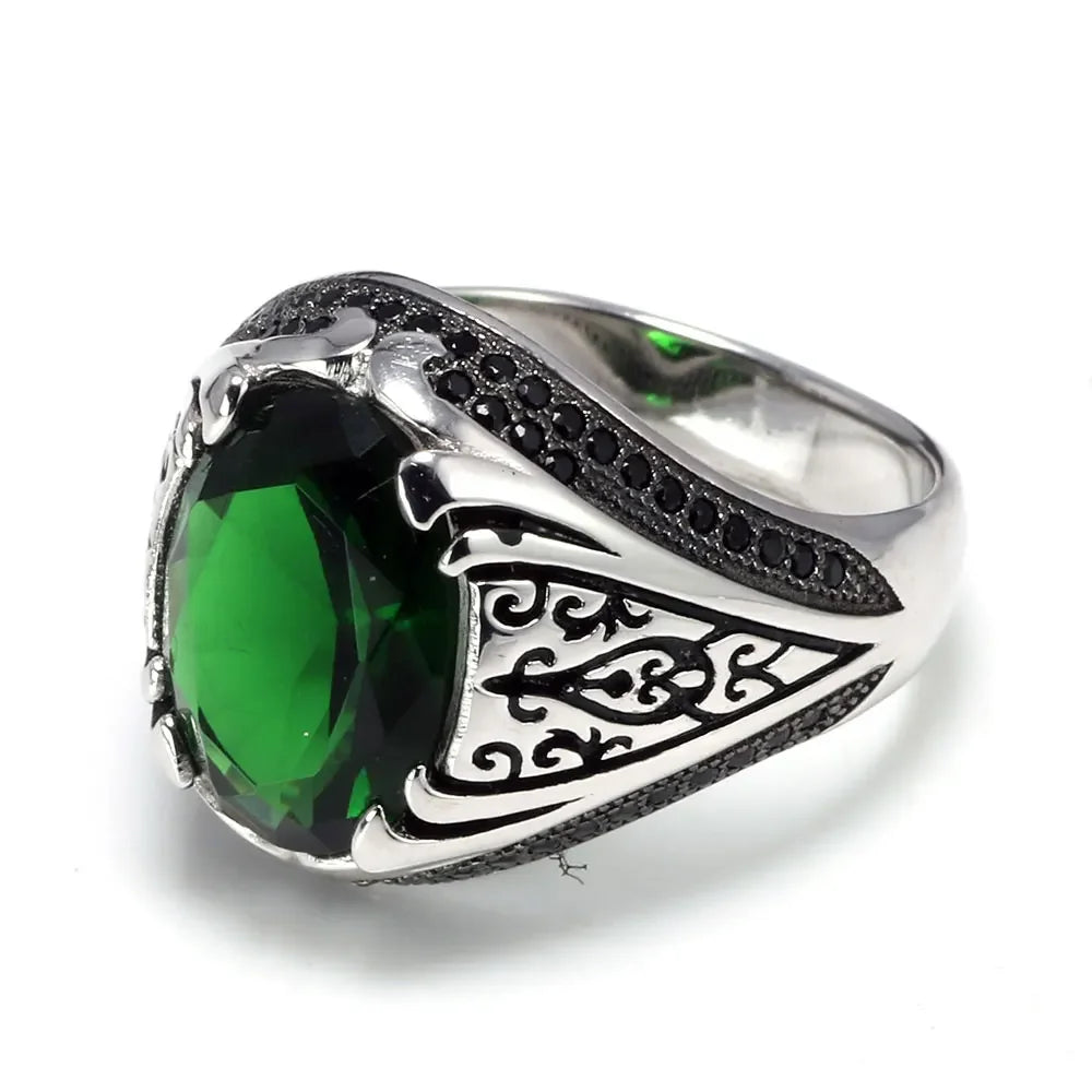 Luxury Turkish Silver Ring with Zircon Stone – Vintage Style