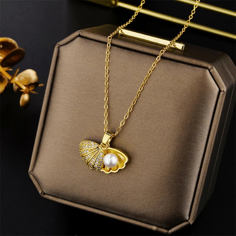 Luxury Zircon Crystal Pendant Necklace – Korean Fashion for Women