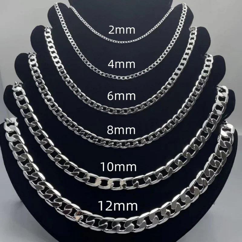 Men’s 925 Sterling Silver Face Chain Necklace with Lobster Clasp
