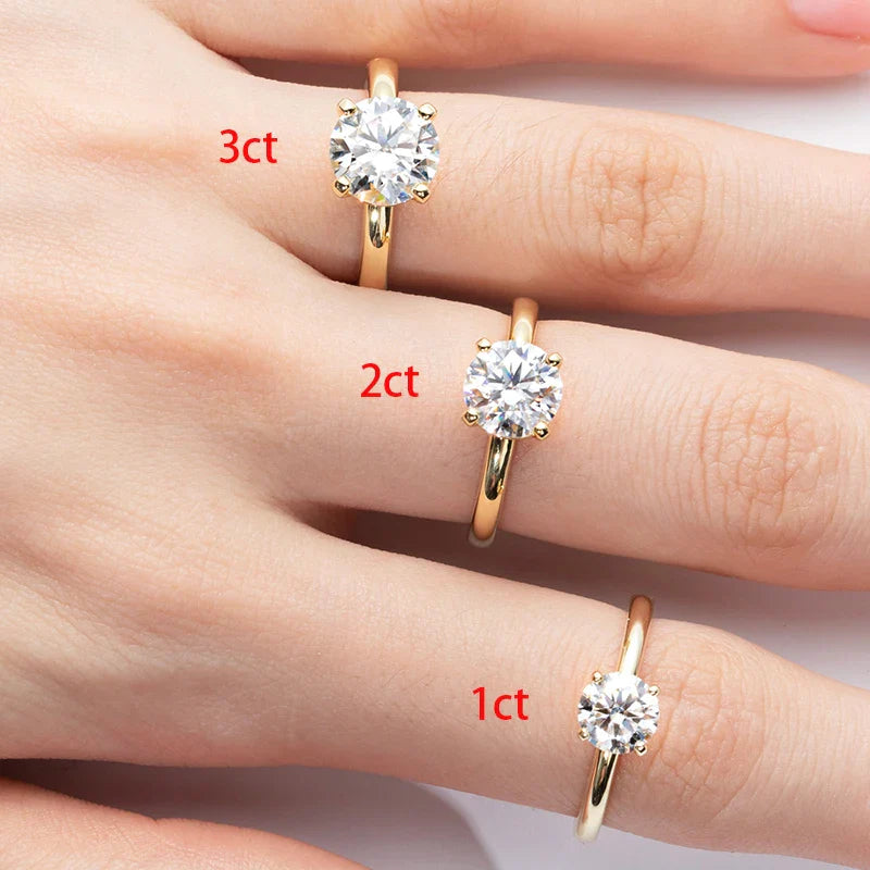 Luxury Moissanite Round Engagement and Wedding Ring in Sterling Silver